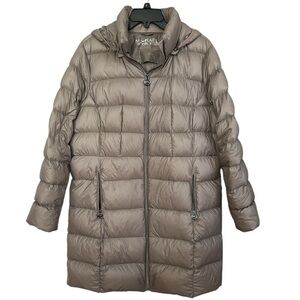 Michael Kors Packable Down Fill Taupe Brown Tan Long Jacket Coat XL